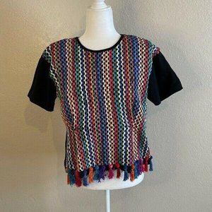 Pronto Gold Womens Blouse Multicolor Geometric Sho